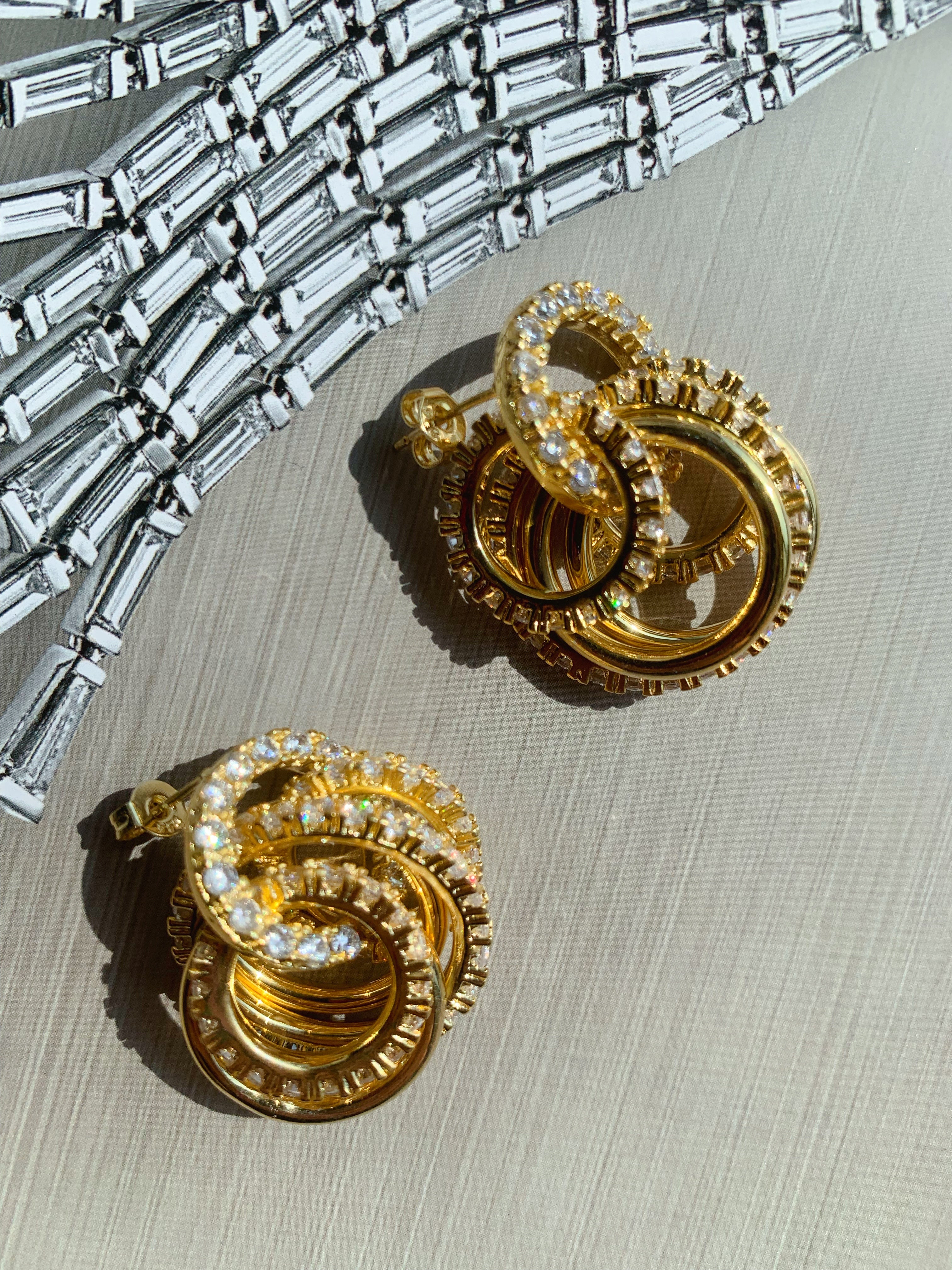 Luxury Gold Halo Hoop Earrings