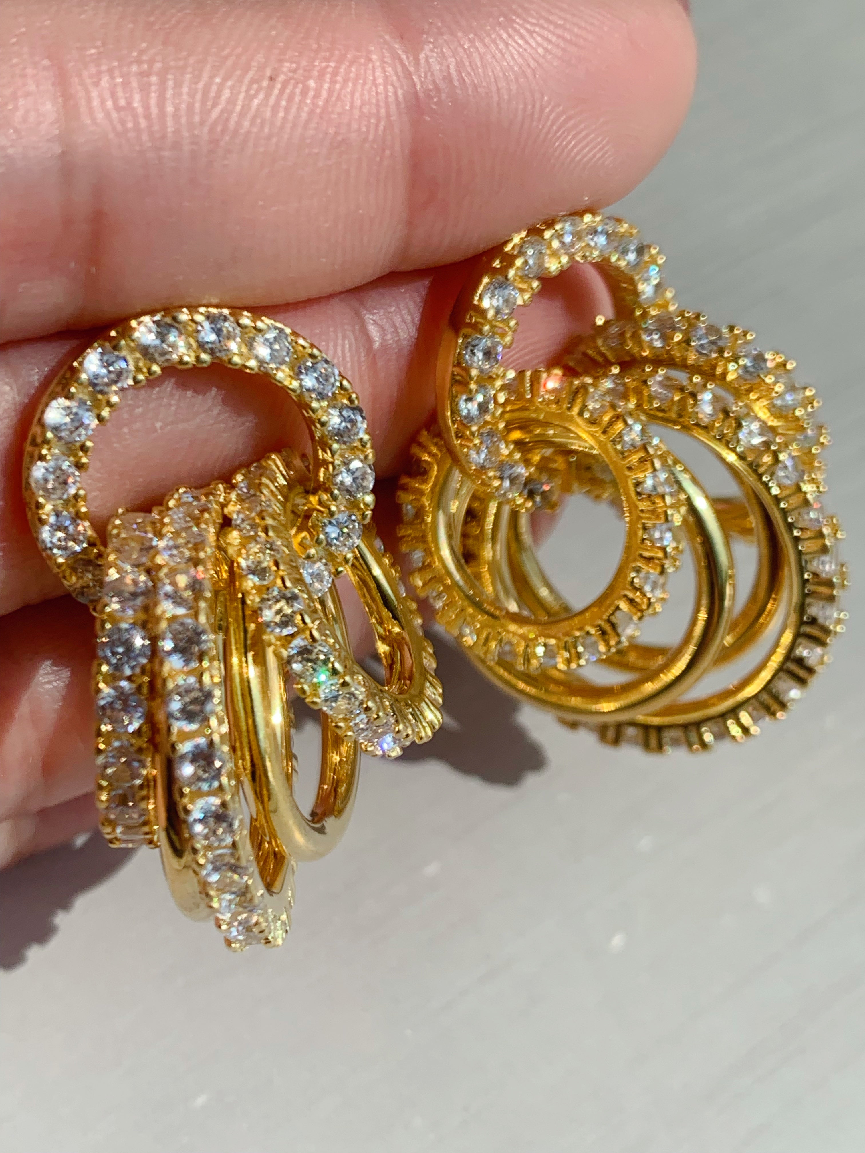 Luxury Gold Halo Hoop Earrings